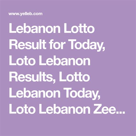 lotto lebanon today results